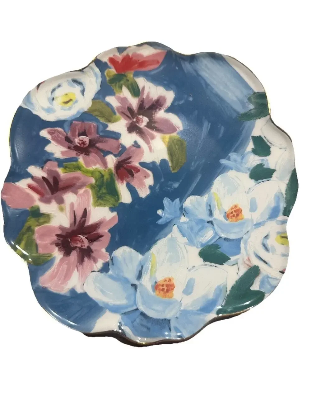 Anthropologie Anais Blue Motif Dessert Side Plate Stoneware